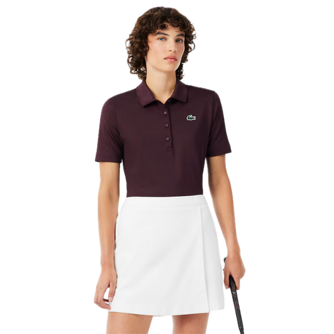 Lacoste Polo Golf slim fit stretch protection UV Femme Bordeaux Foncé