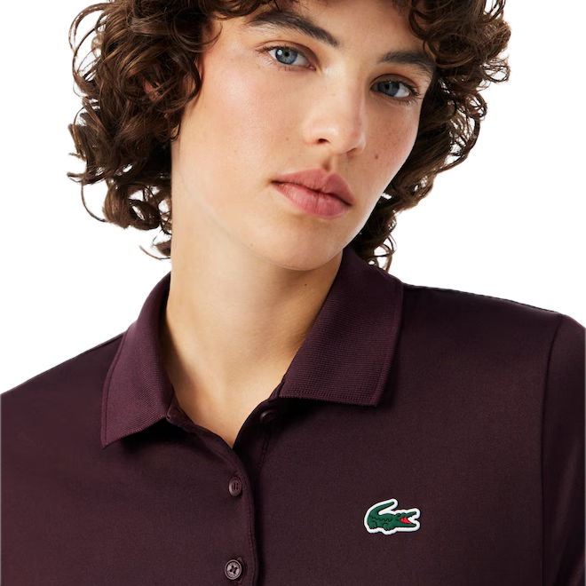 Lacoste Polo Golf slim fit stretch protection UV Femme Bordeaux Foncé