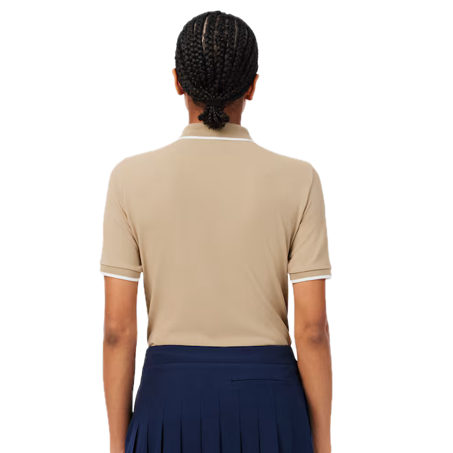 Lacoste Polo Golf thermorégulateur Petit Piqué Femme Beige