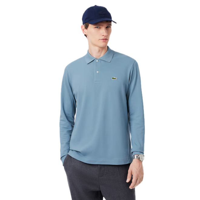 Lacoste Polo L.12.12 LIGHT manches longues classic fit Bleu Gris