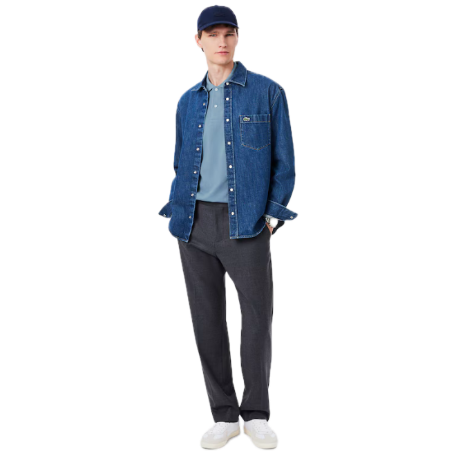 Lacoste Polo L.12.12 LIGHT manches longues classic fit Bleu Gris