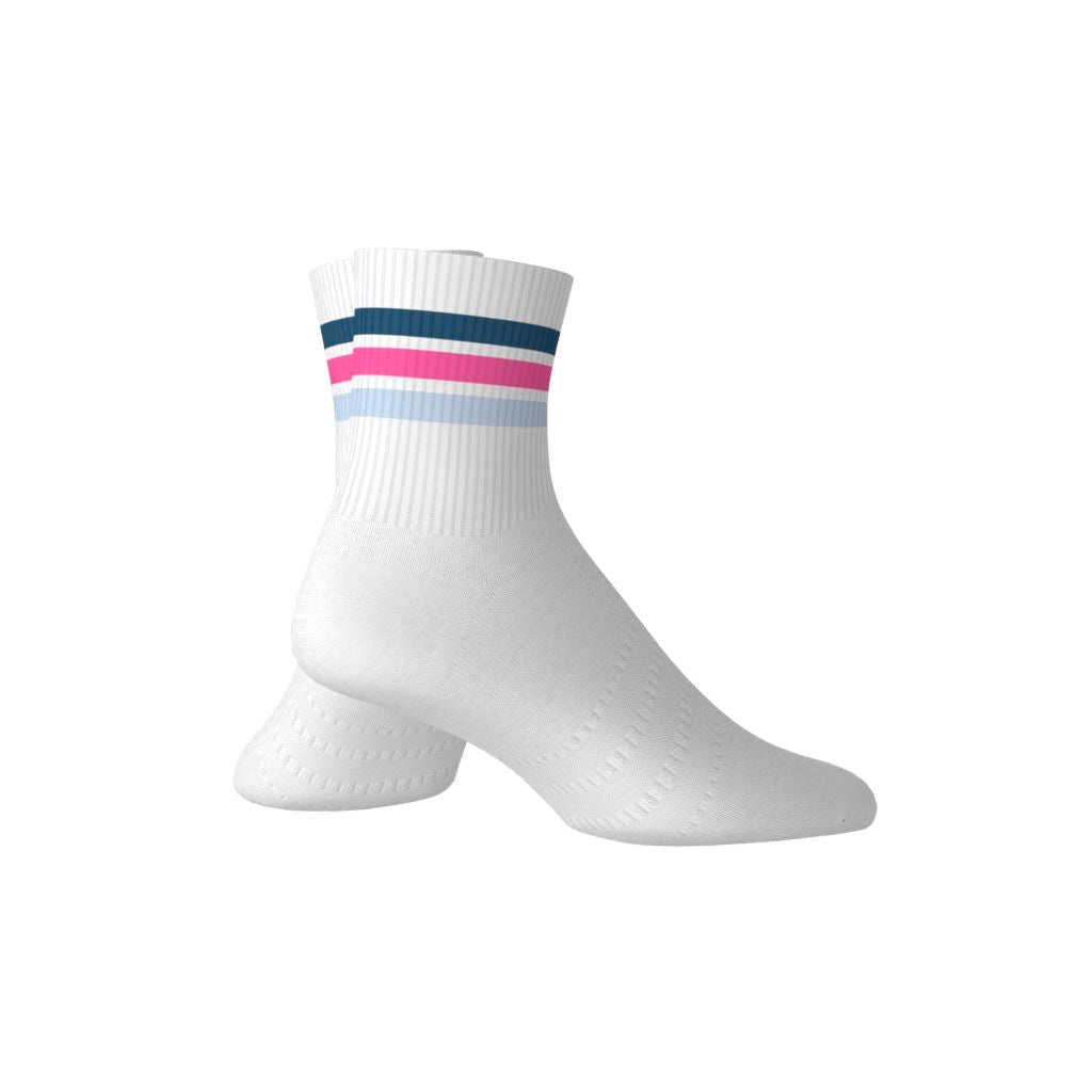 Adidas Chaussettes Mi-Mollet 3 bandes Rose/Bleu/Blanc