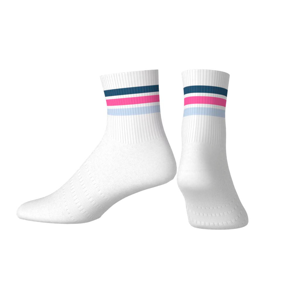 Adidas Chaussettes Mi-Mollet 3 bandes Rose/Bleu/Blanc