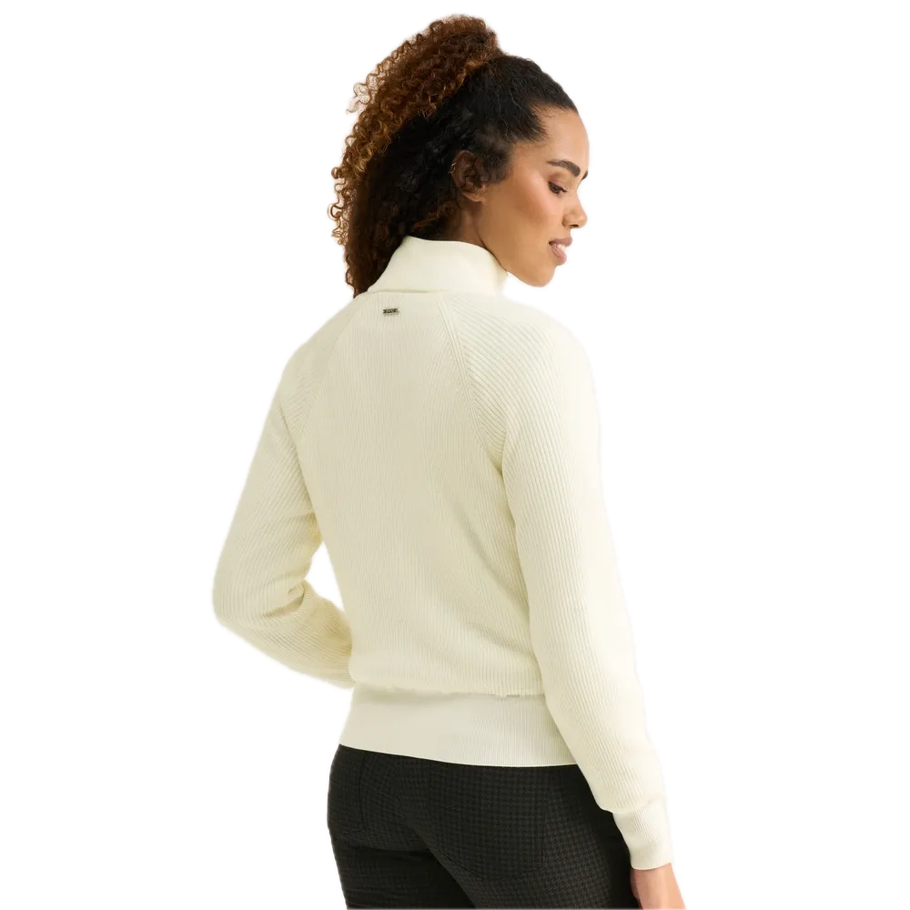 Ping Pull zippé en maille doublé Annette Femme Blanc Cassé