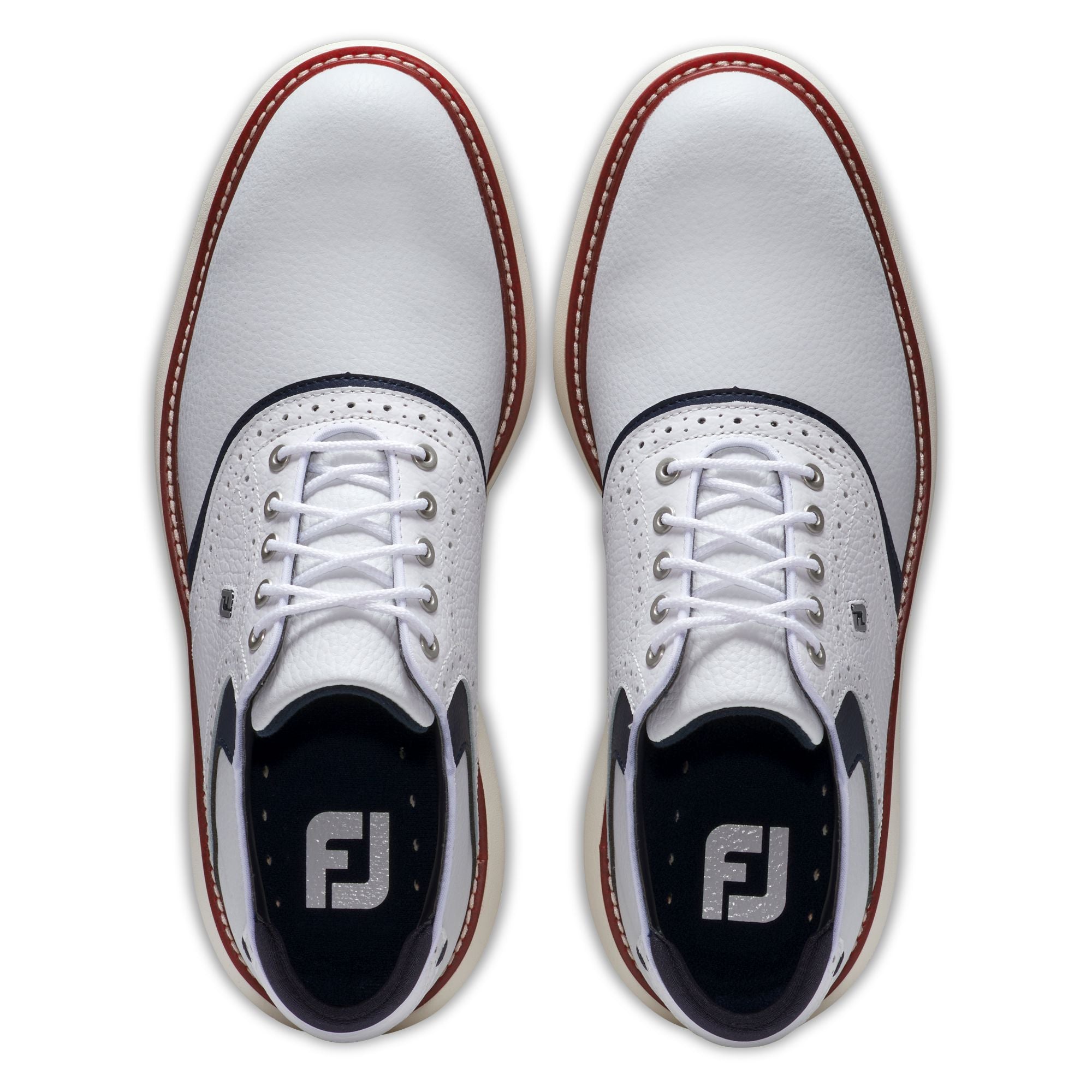 FootJoy Chaussure Homme Traditions Blanche navy Rouge
