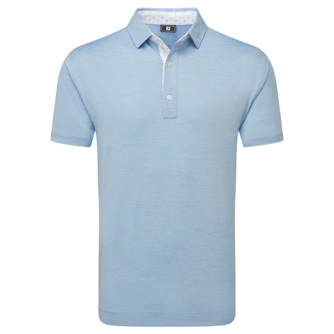Footjoy polo en fil d'écosse impression bleu ciel chinée