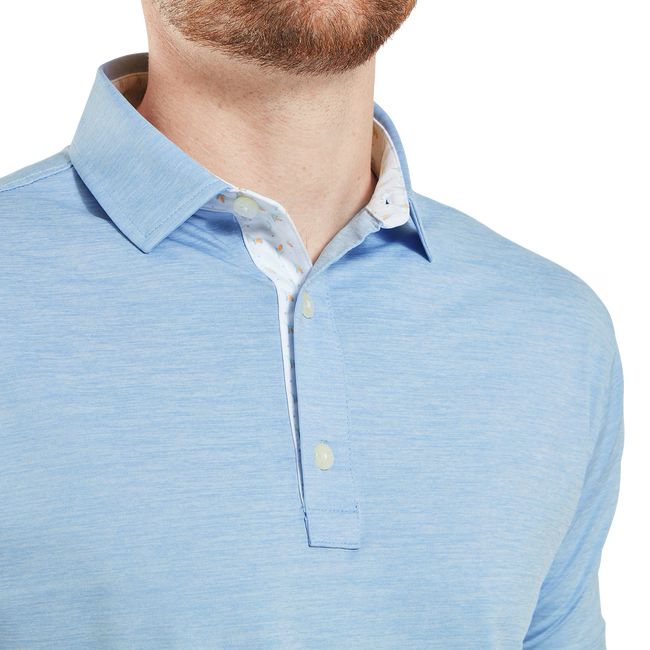 Footjoy polo en fil d'écosse impression bleu ciel chinée