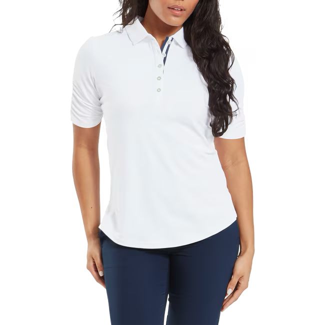 Footjoy polo femme en fil d'Écosse 1/2 manches froncées
