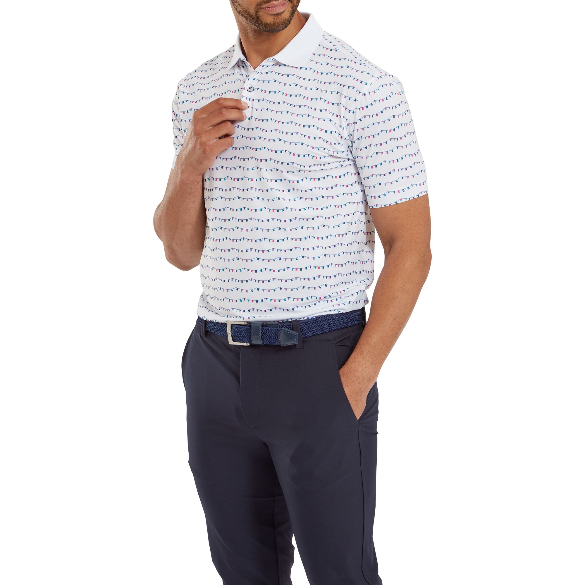 Footjoy polo Flag Banner print white