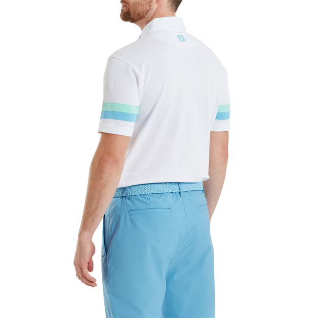Footjoy Polo Piqué Blanc Rayures Manches