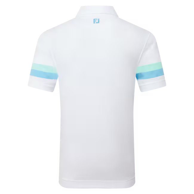 Footjoy Polo Piqué Blanc Rayures Manches