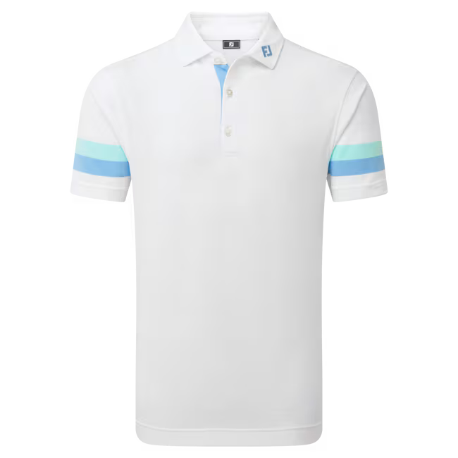Footjoy Polo Piqué Blanc Rayures Manches