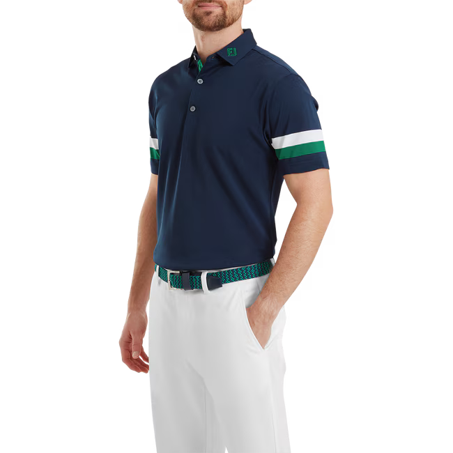 Footjoy Polo Piqué Marine Rayures Manches