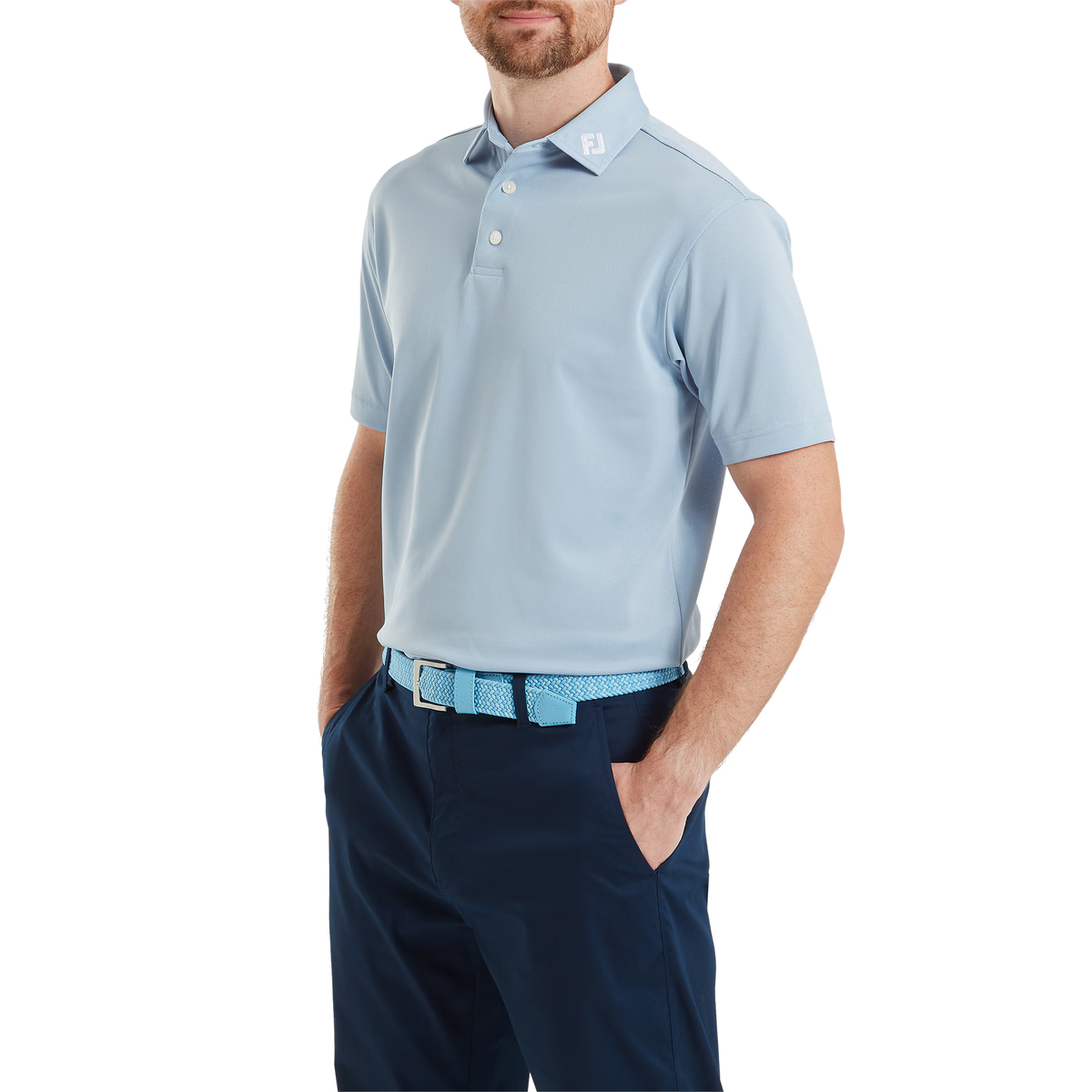 Footjoy Polo Stretch Piqué Bleu Chiné Clair