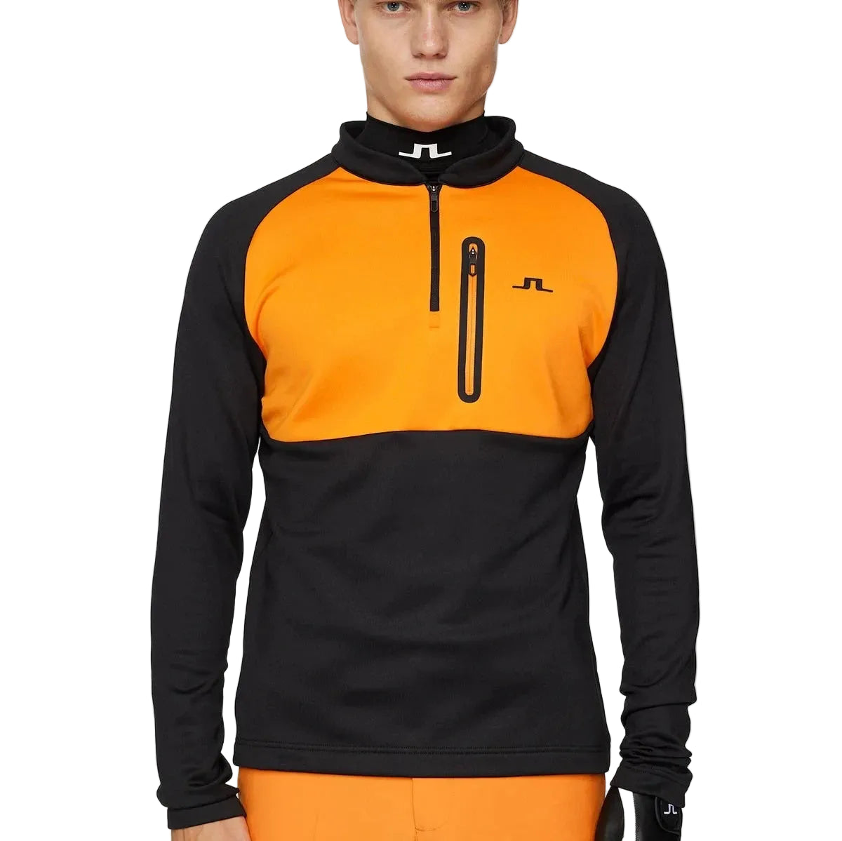 J.LINDEBERG Pull Quart de zip ADAM MIDLAYER Black Orange
