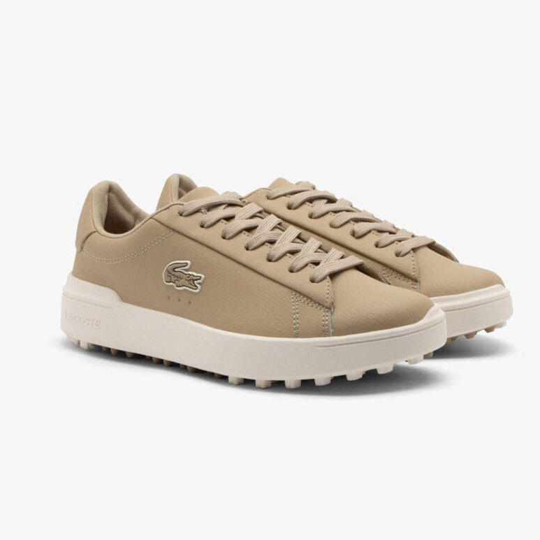 Lacoste Chaussures Golf Carnaby Golf Beige/Blanc - Cuir imperméable