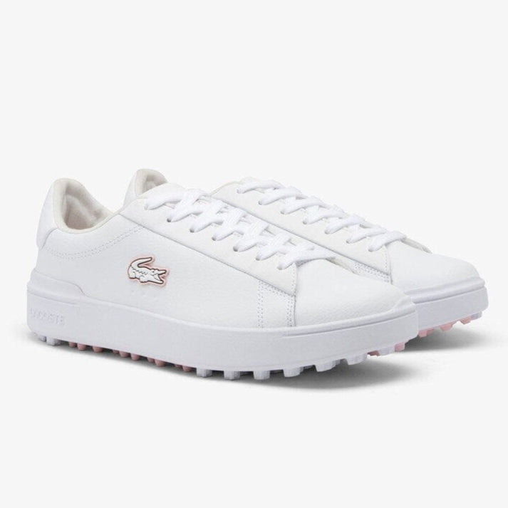Lacoste Chaussures Golf Carnaby Golf Blanc/Rose - Cuir imperméable