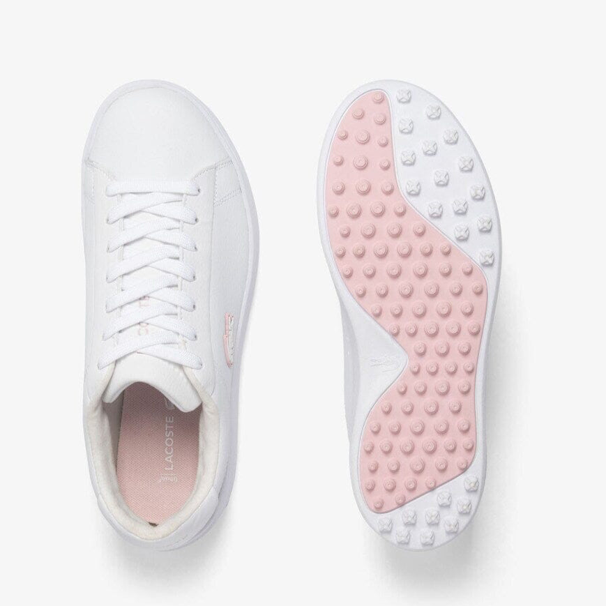 Lacoste Chaussures Golf Carnaby Golf Blanc/Rose - Cuir imperméable
