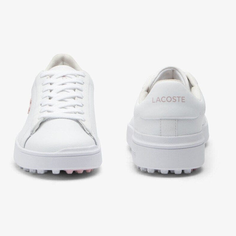 Lacoste Chaussures Golf Carnaby Golf Blanc/Rose - Cuir imperméable
