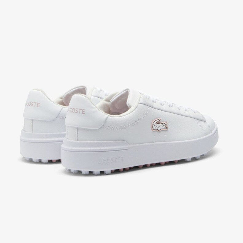 Lacoste Chaussures Golf Carnaby Golf Blanc/Rose - Cuir imperméable