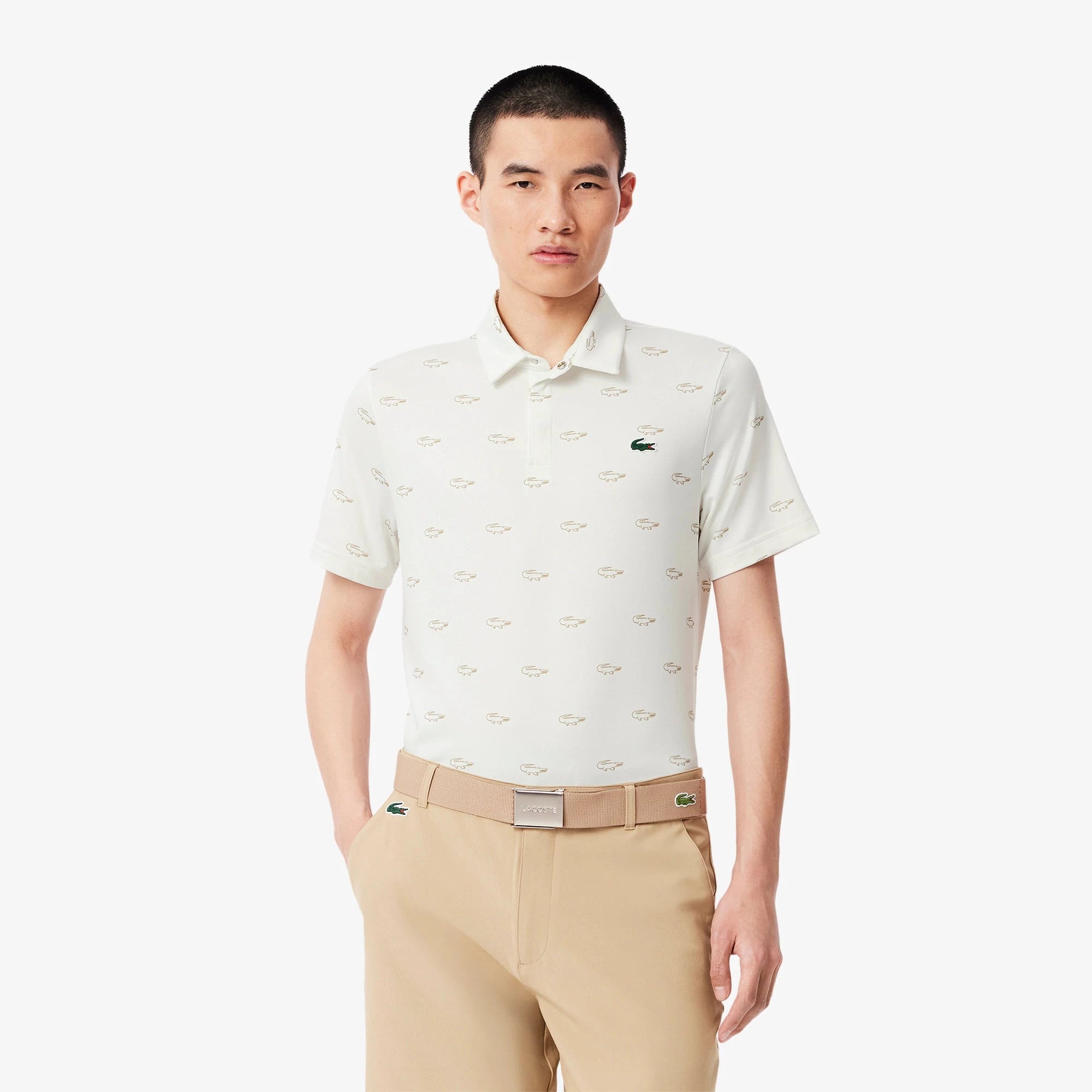 Lacoste Polo Golf Imprimé protection UV Blanc