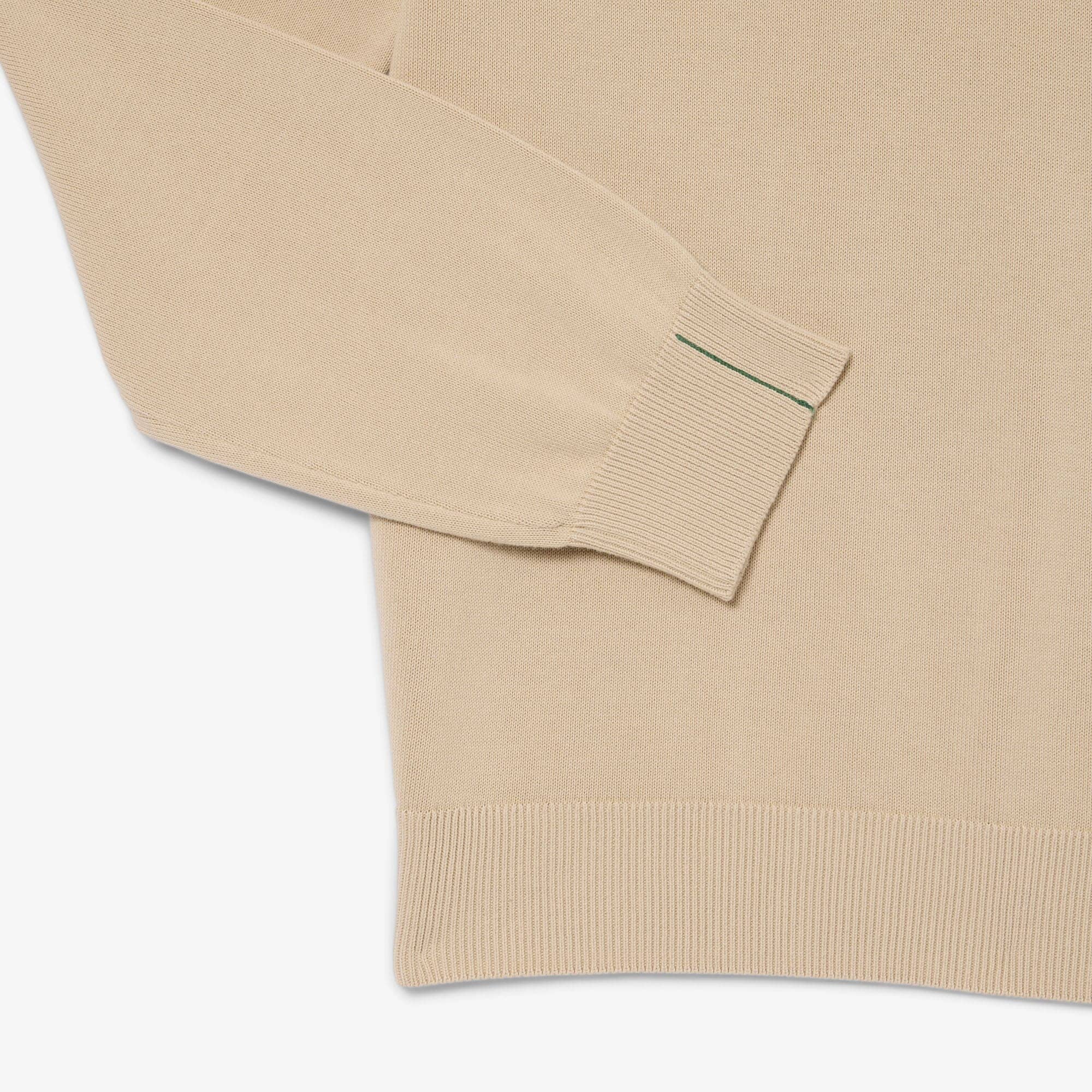 Lacoste Pull zippé coton uni col montant Beige