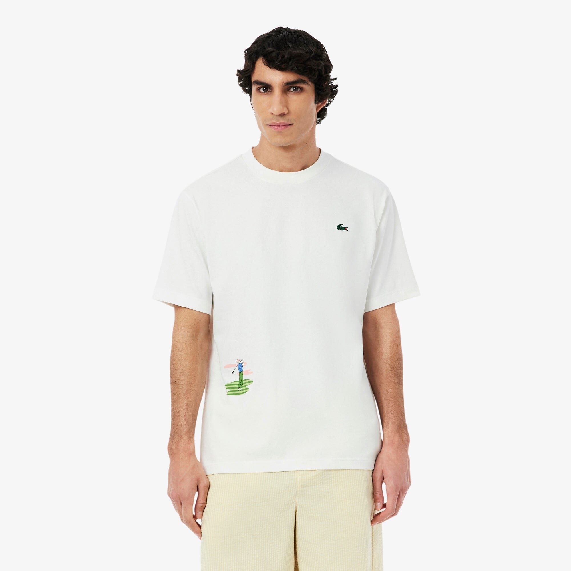 Lacoste T-shirt Golf Ultra Dry Blanc Imprimé