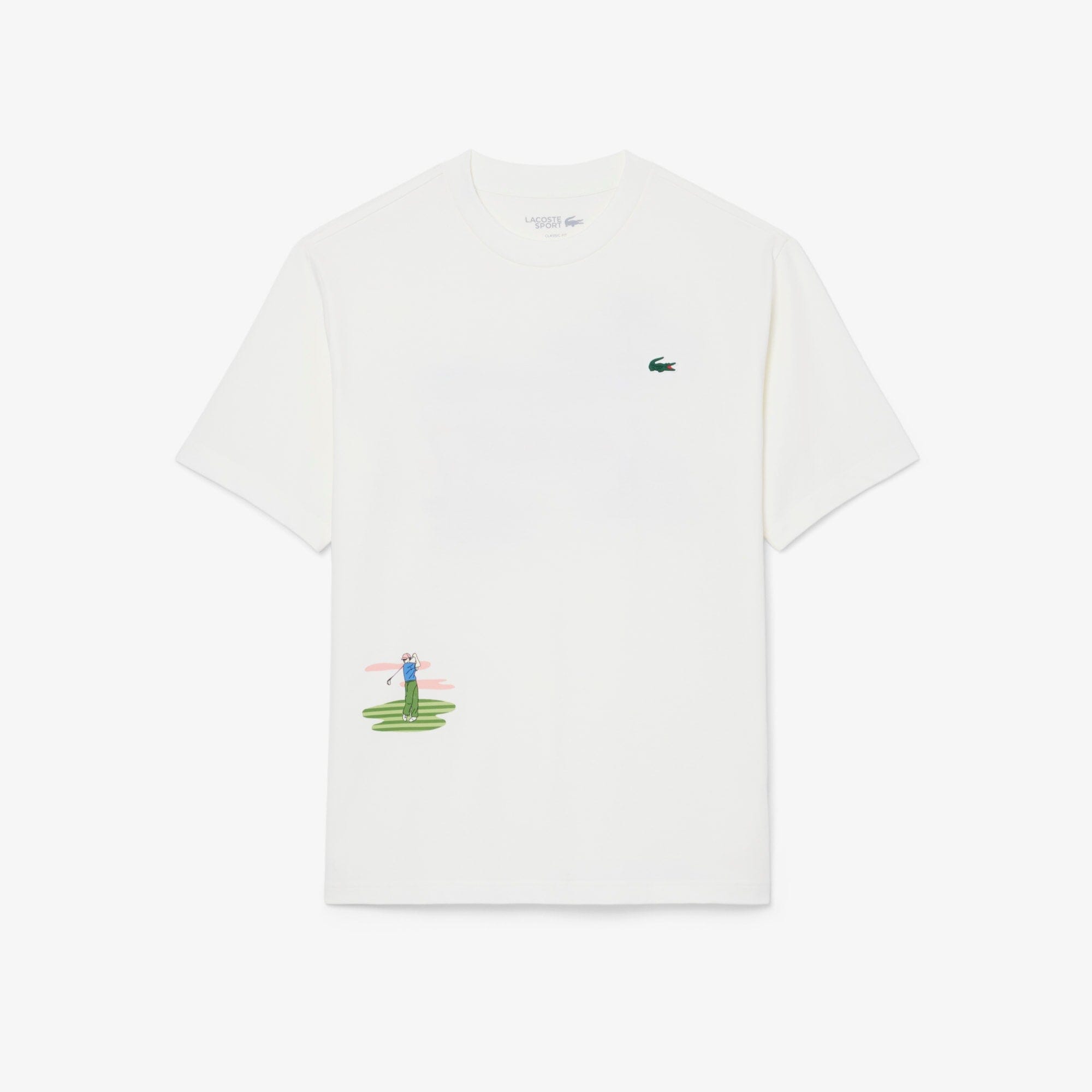 Lacoste T-shirt Golf Ultra Dry Blanc Imprimé
