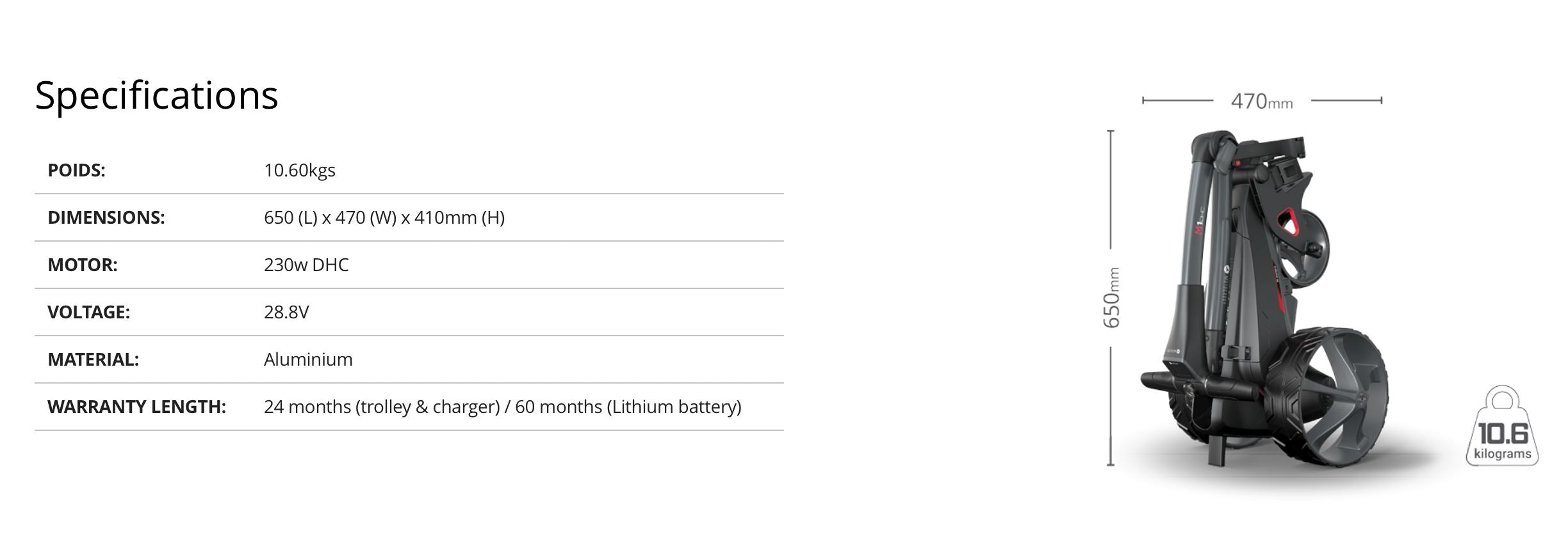 MotoCaddy Chariot Electrique New M1 DHC Lithium 2024