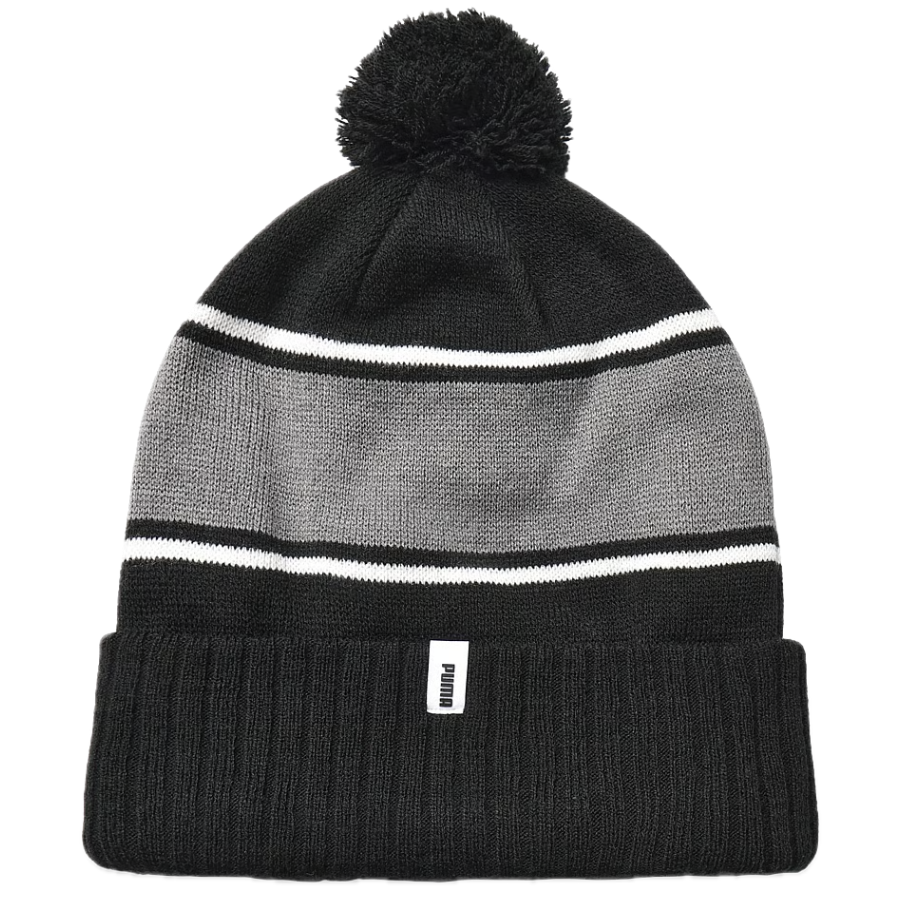 Puma Bonnet Sport Pom Beanie Noir Gris et Blanc