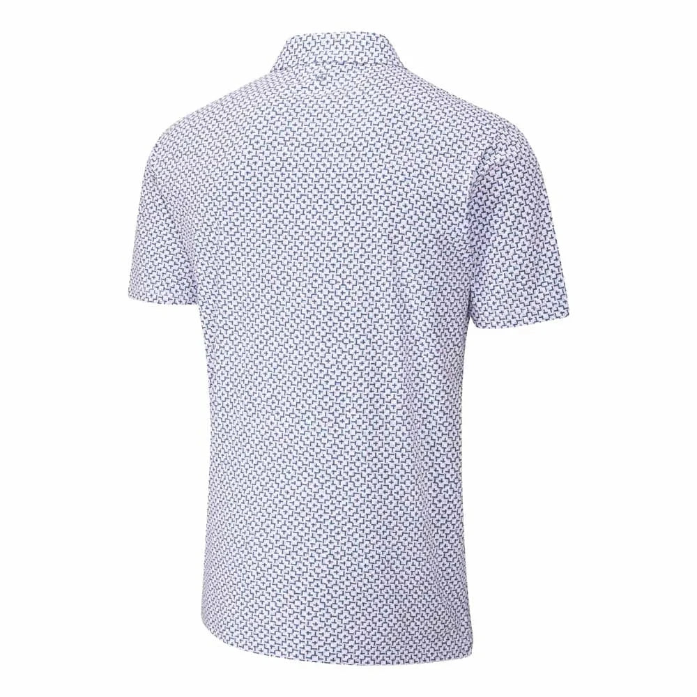 Ping Polo Blanc EPHRON golf imprimé Rose Bleau Marine