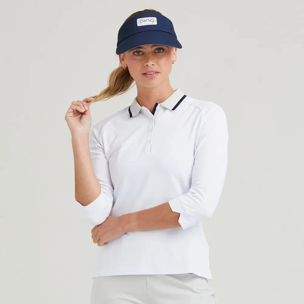 Ping Polo Femme à manches 3/4 ALICIA blanc Pebble