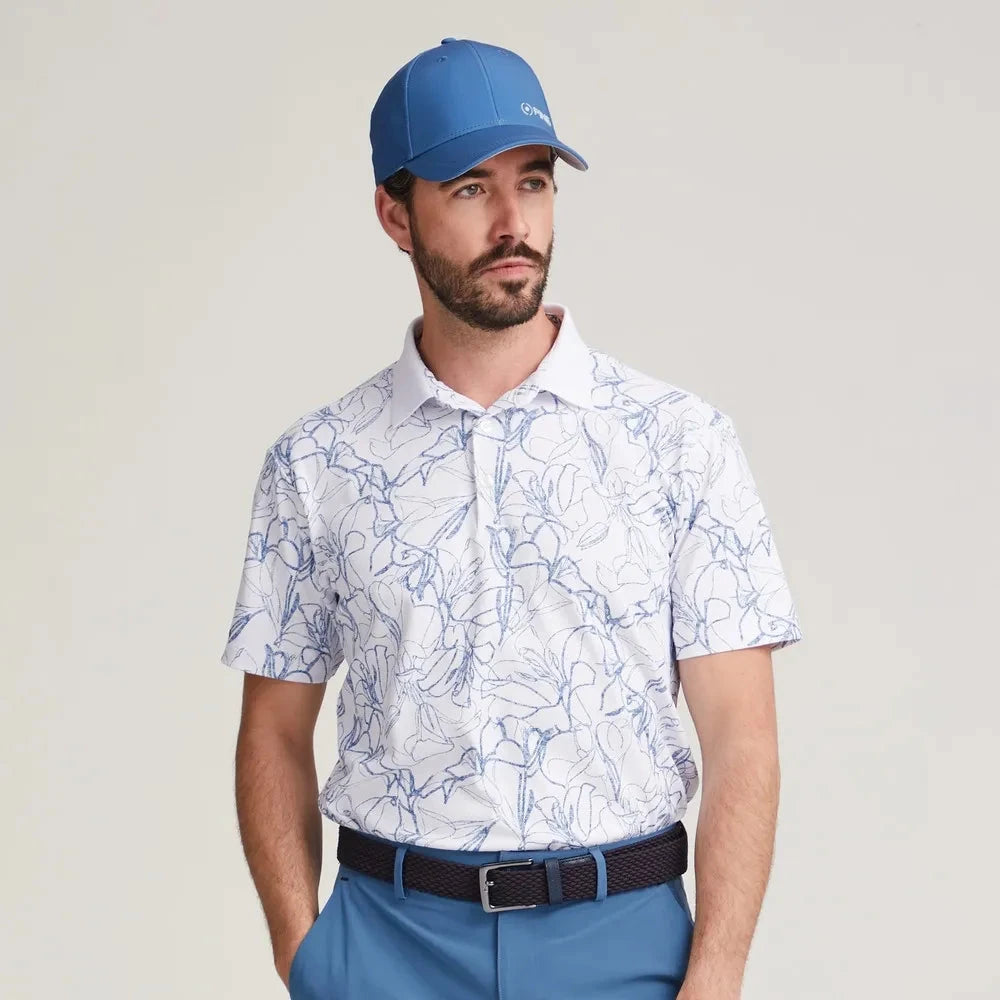 Ping Polo ORLANDO golf avec imprimé Fleurs Bleues