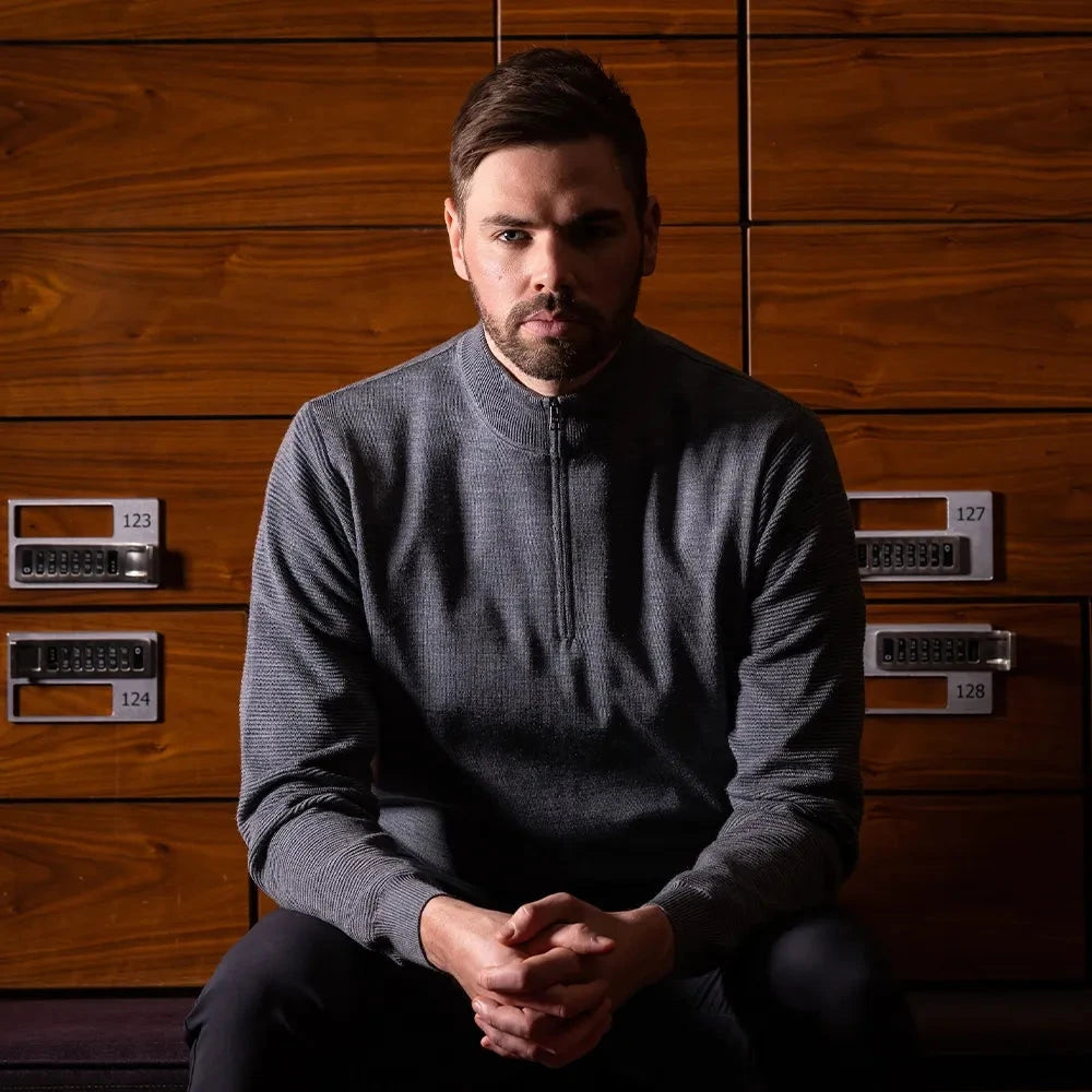 Ping Pull CROY demi zip doublé pour la protection contre le vent gris