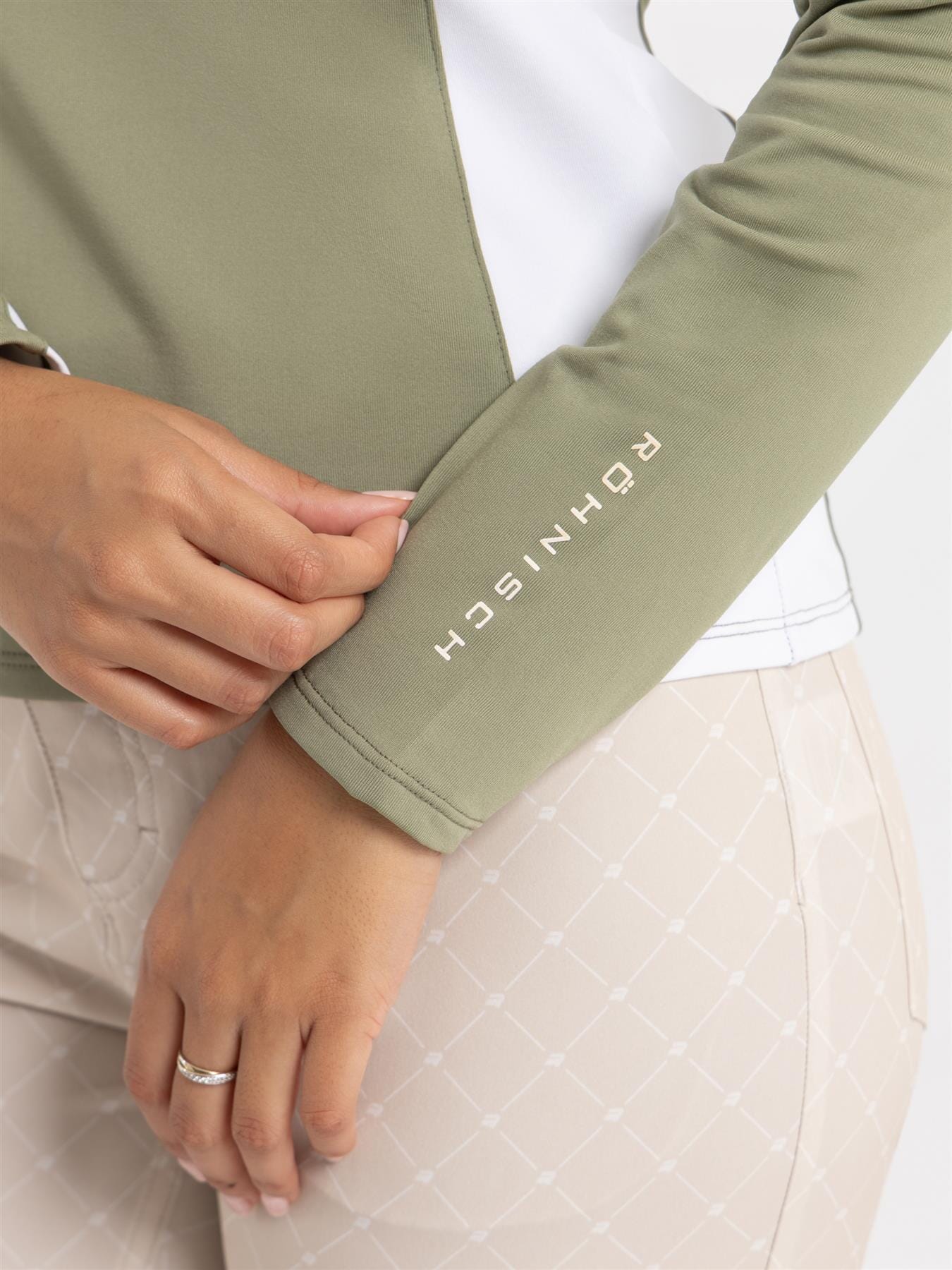 Rohnisch polo chaud femme manches longues sage green