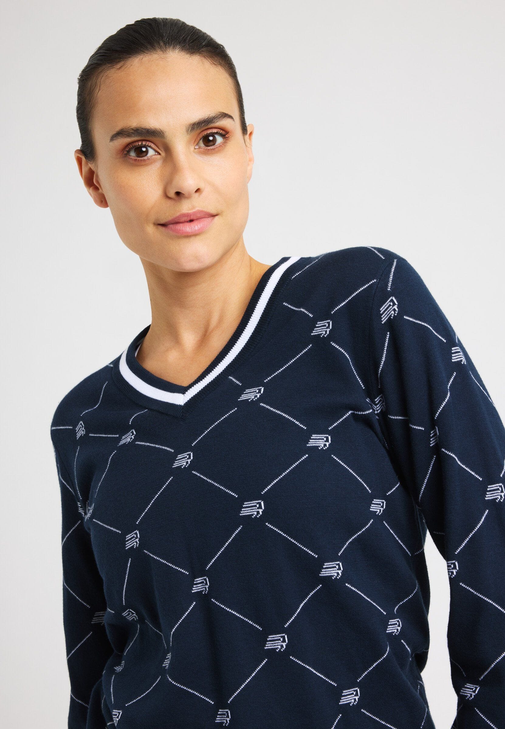 Rohnisch Pull Adele Knitted R check bleu marine