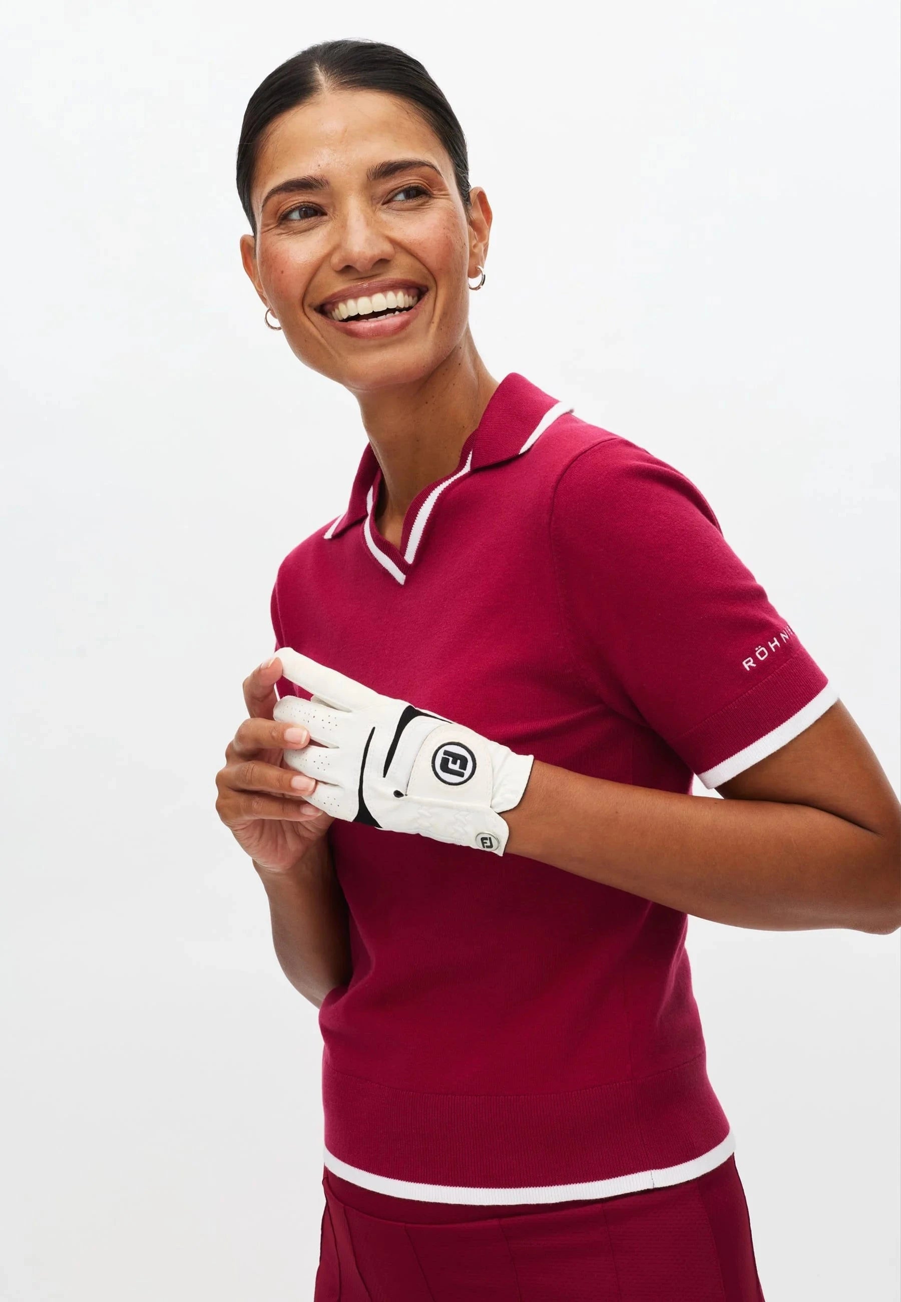 Röhnisch SWING KNITTED Poloshirt en maille Bordeaux/Blanc