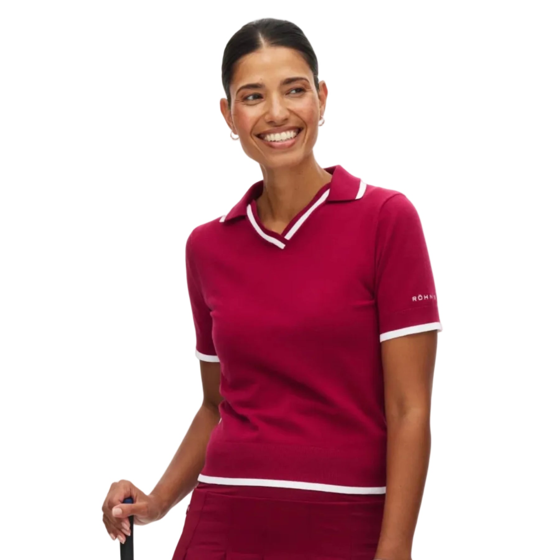 Röhnisch SWING KNITTED Poloshirt en maille Bordeaux/Blanc