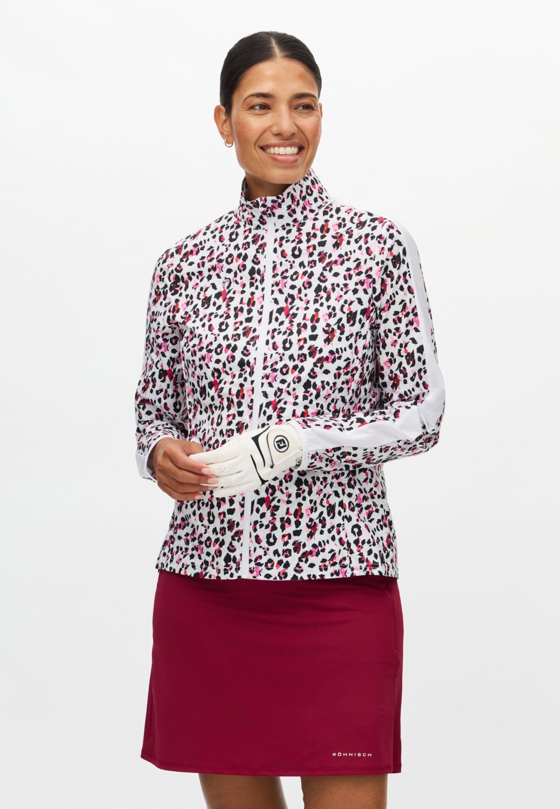 Röhnisch Veste légère Imprimé léopard rose bordeaux