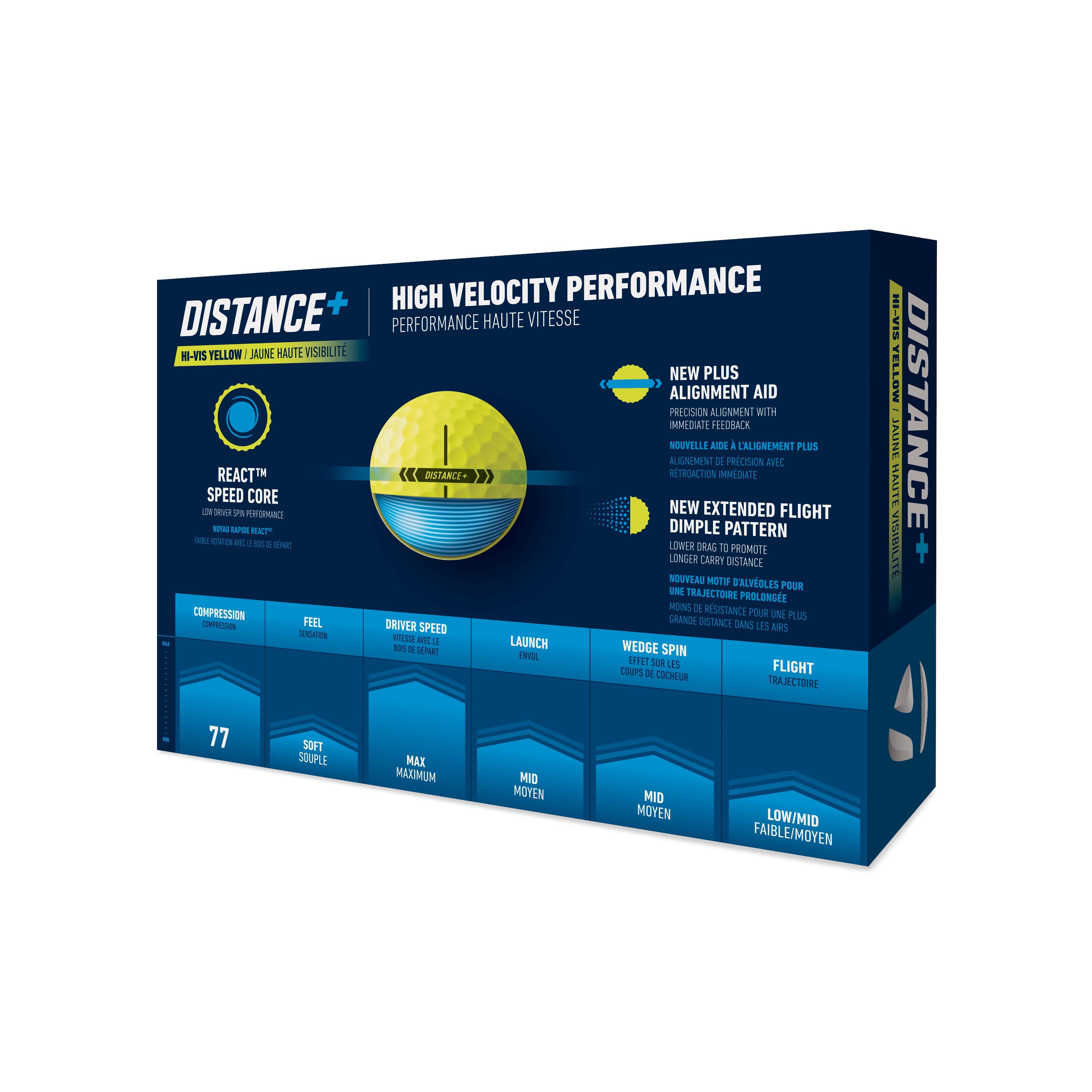 TaylorMade Balles Distance + Jaune 2025 (boite de 12)