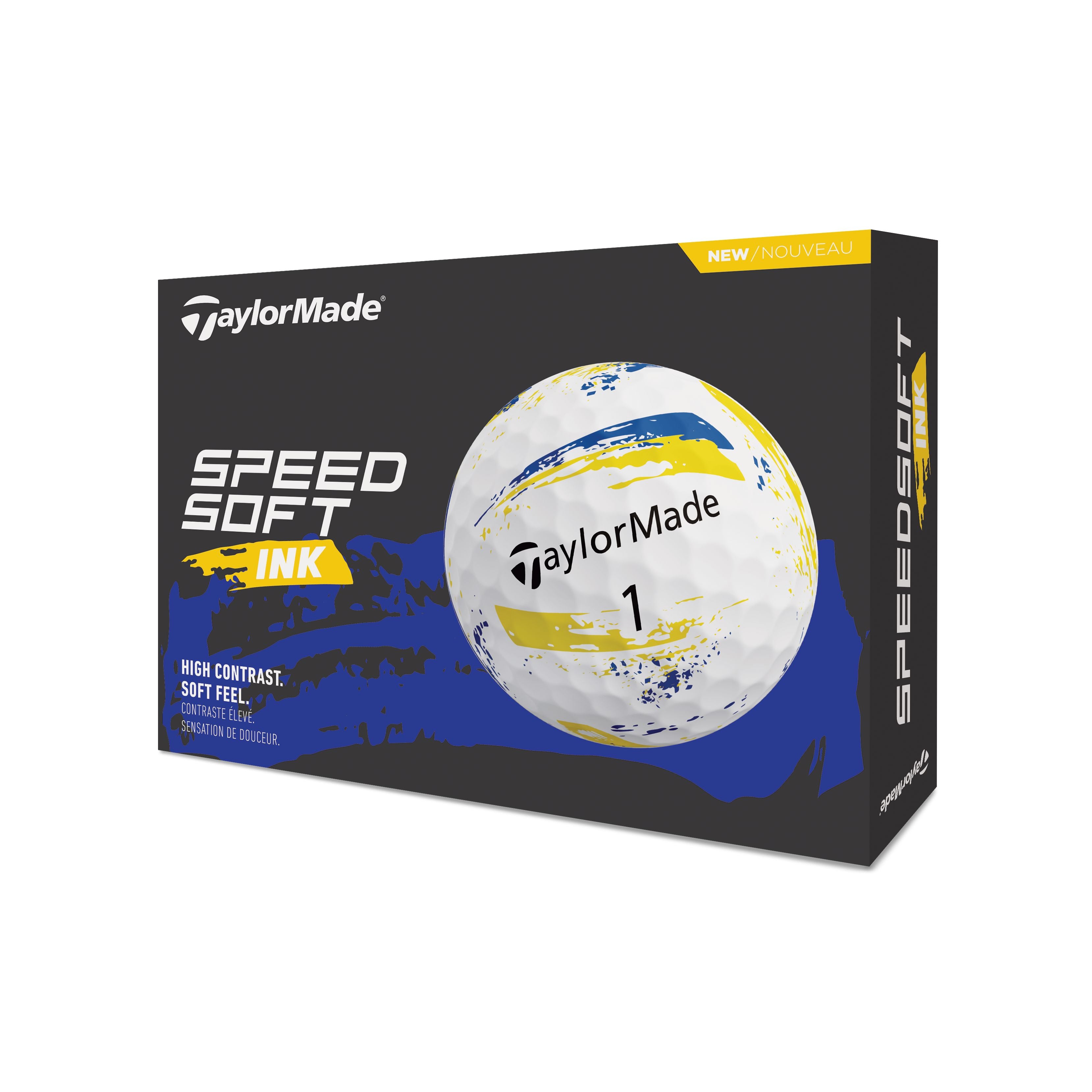 TaylorMade Balles SpeedSoft Ink Bleu/Jaune 2026 (Boite de 12)