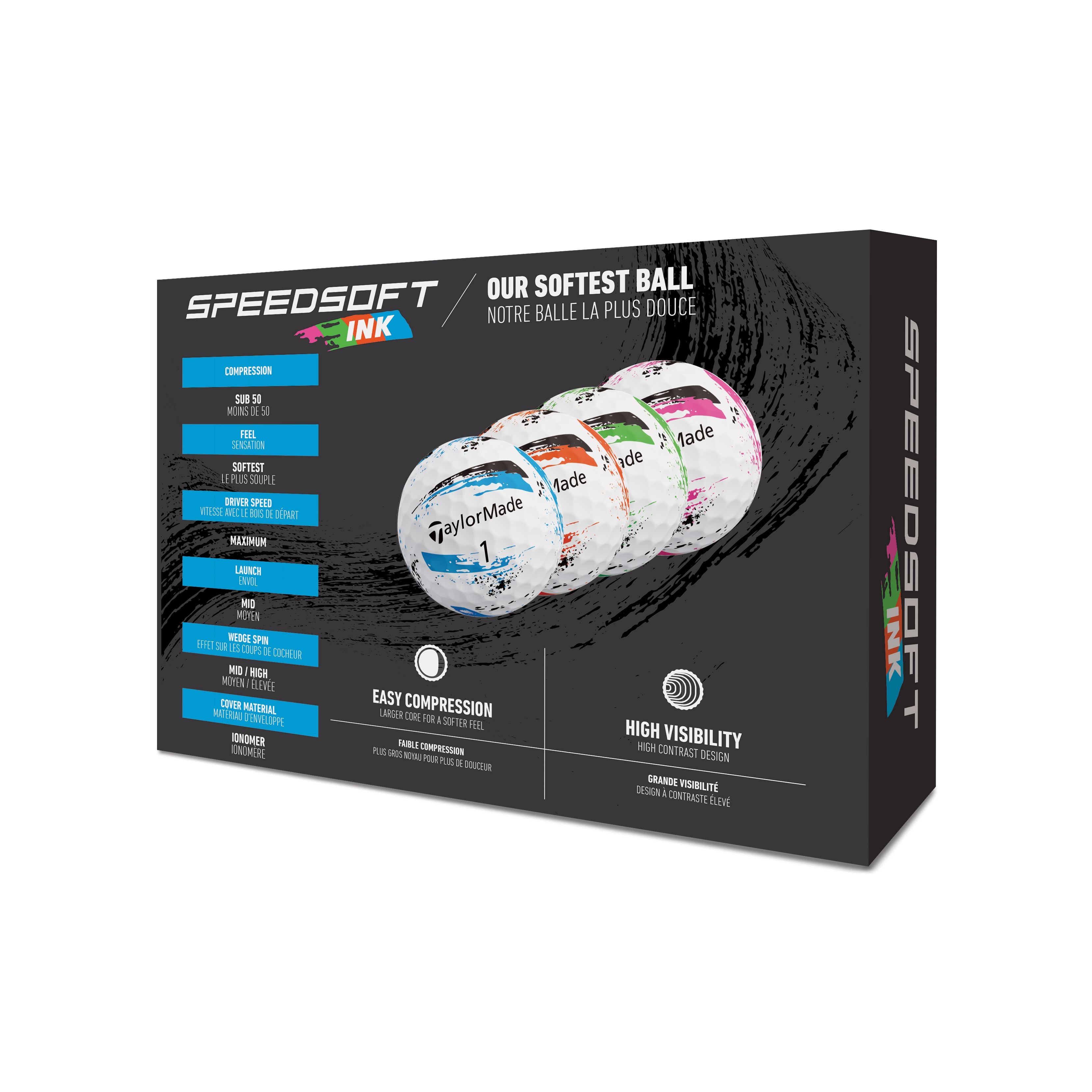 TaylorMade Balles SpeedSoft Ink MULTI (Boite de 12)