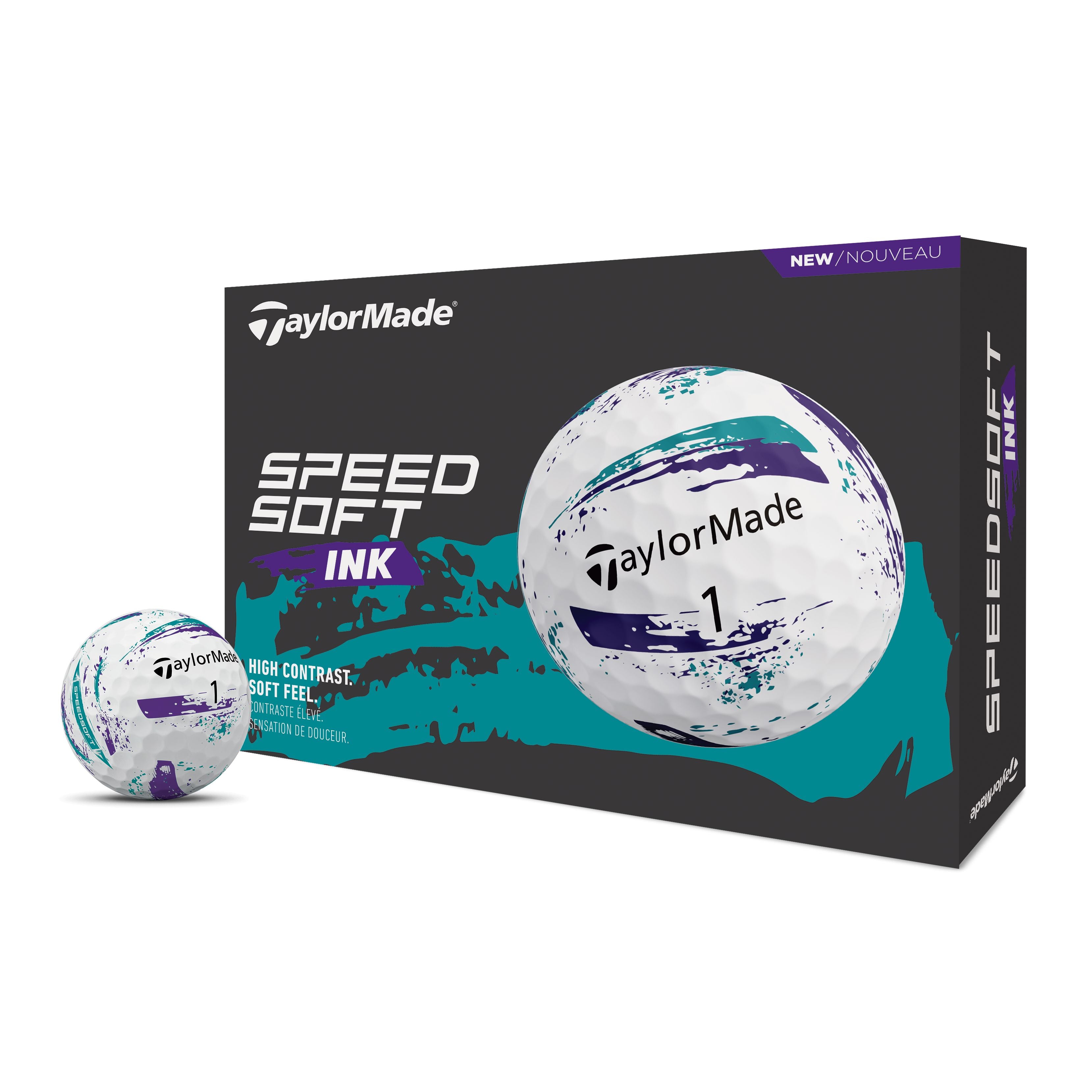 TaylorMade Balles SpeedSoft Ink Violet/Turquoise 2026 (Boite de 12)