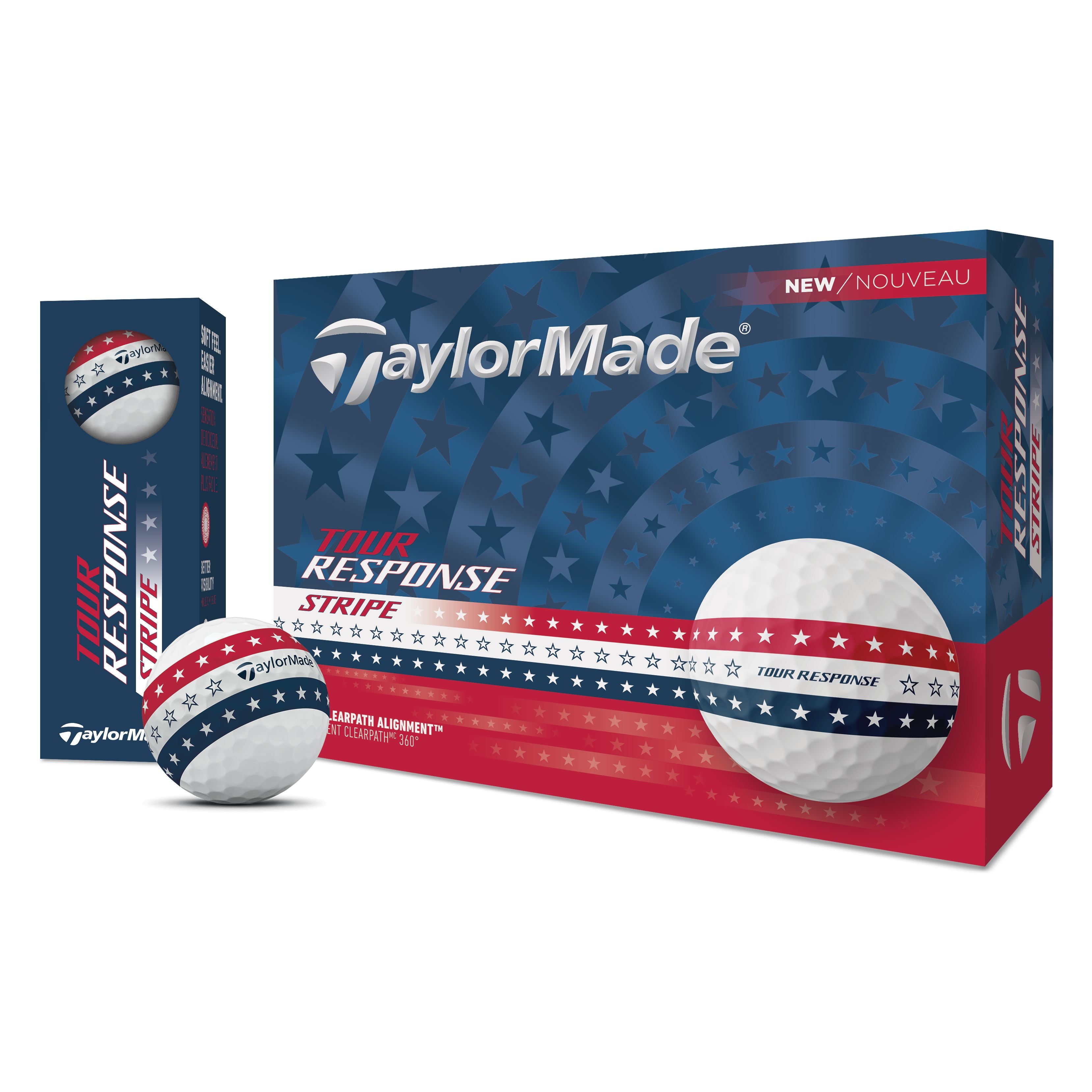TaylorMade Balles Tour Response STRIPE USA 2025 (Boite de 12)