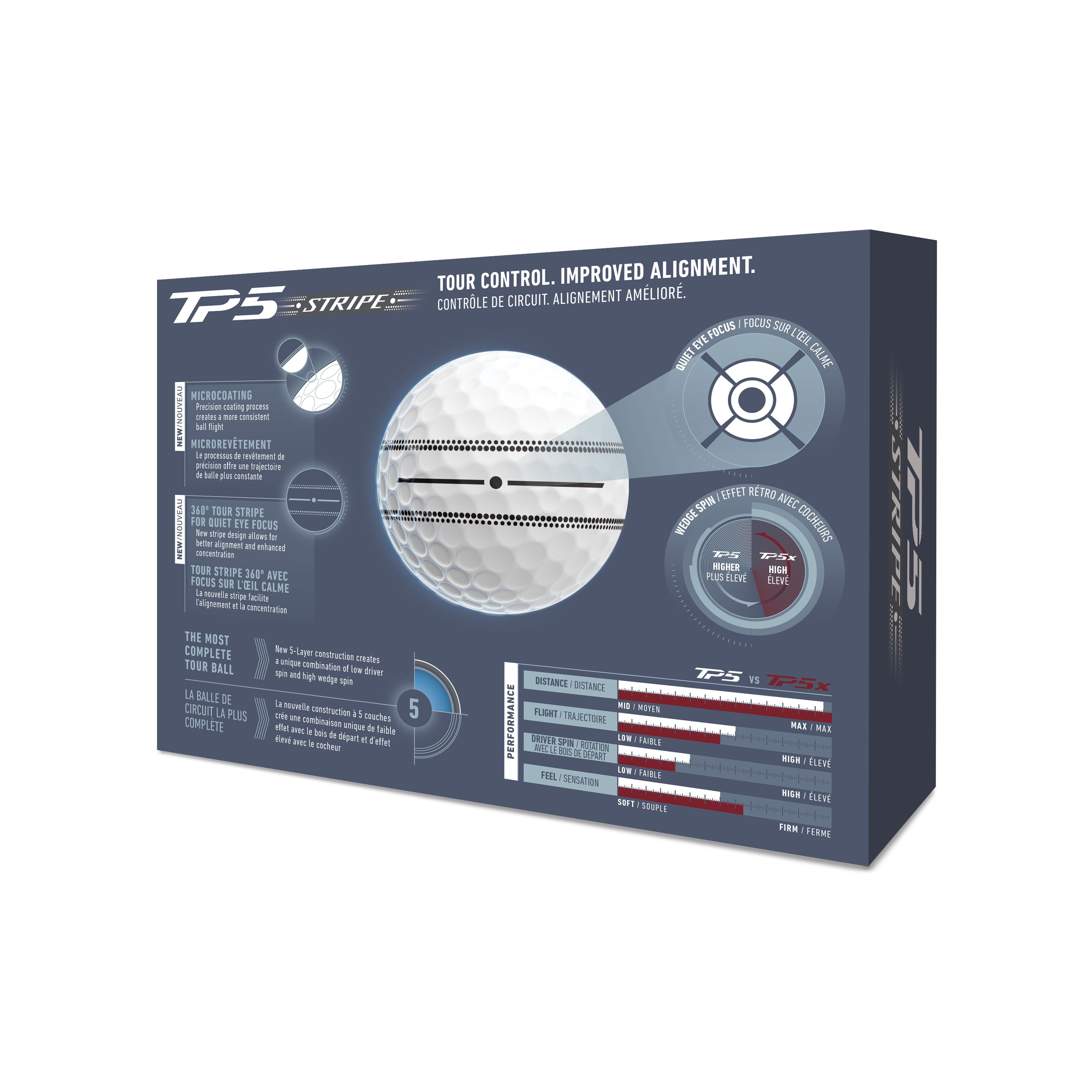 TAYLORMADE NEW BALLES TP5 Stripe 2026 (boite de 12)