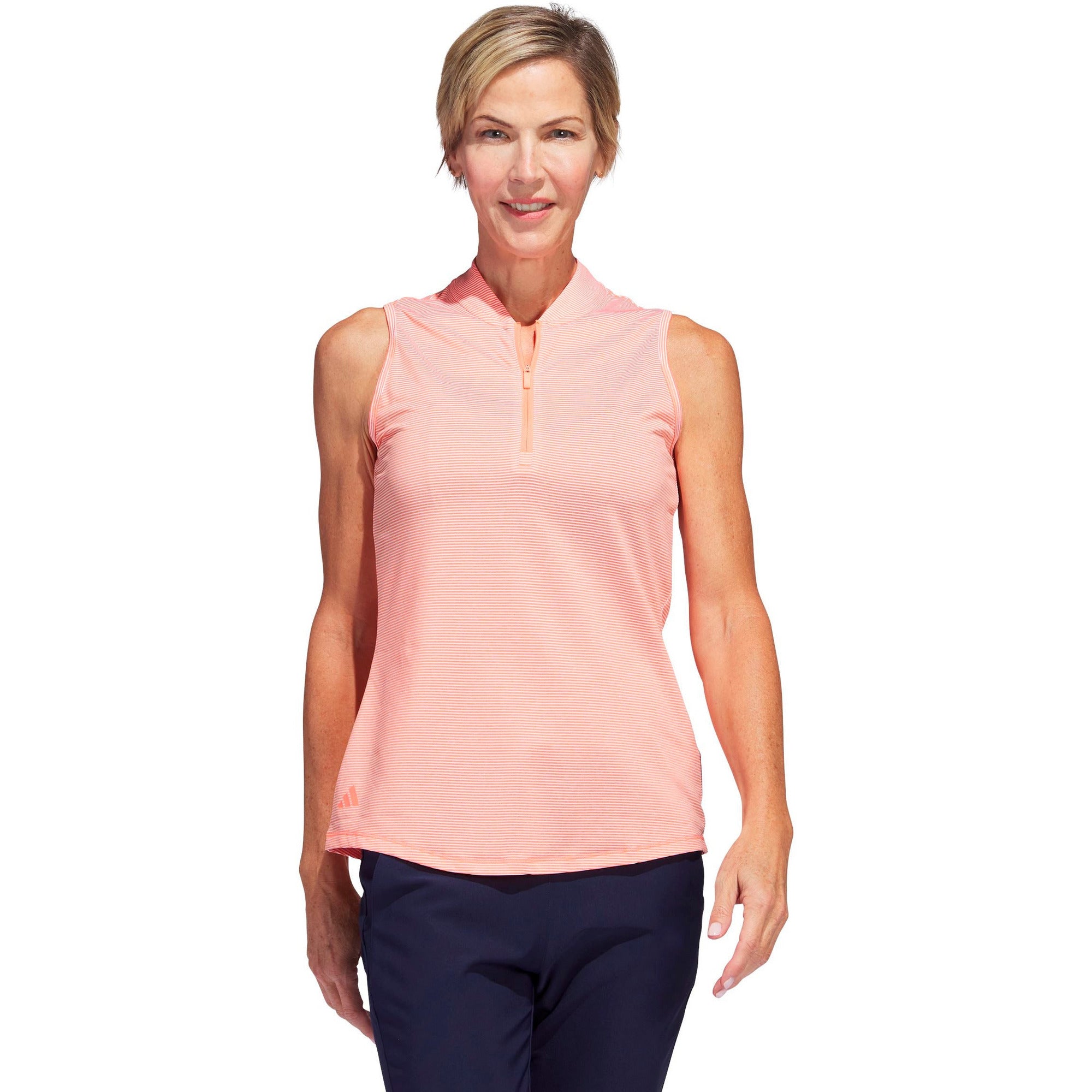Adidas POLO DE GOLF SANS MANCHE BICOLORE OTTOMAN corail fusion white