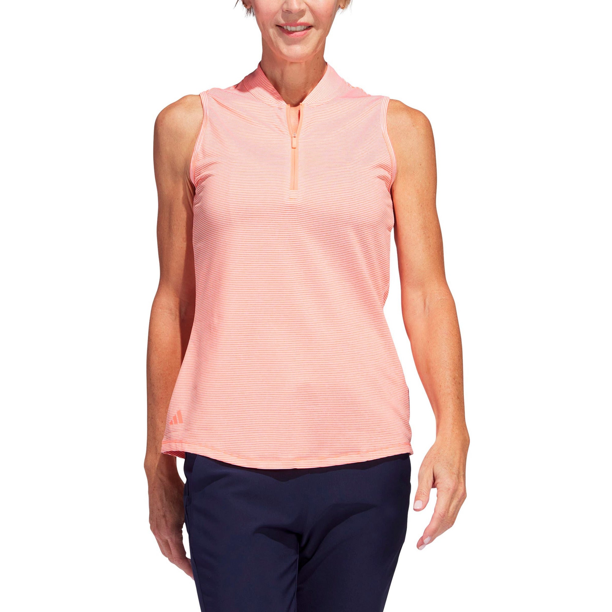 Adidas POLO DE GOLF SANS MANCHE BICOLORE OTTOMAN corail fusion white