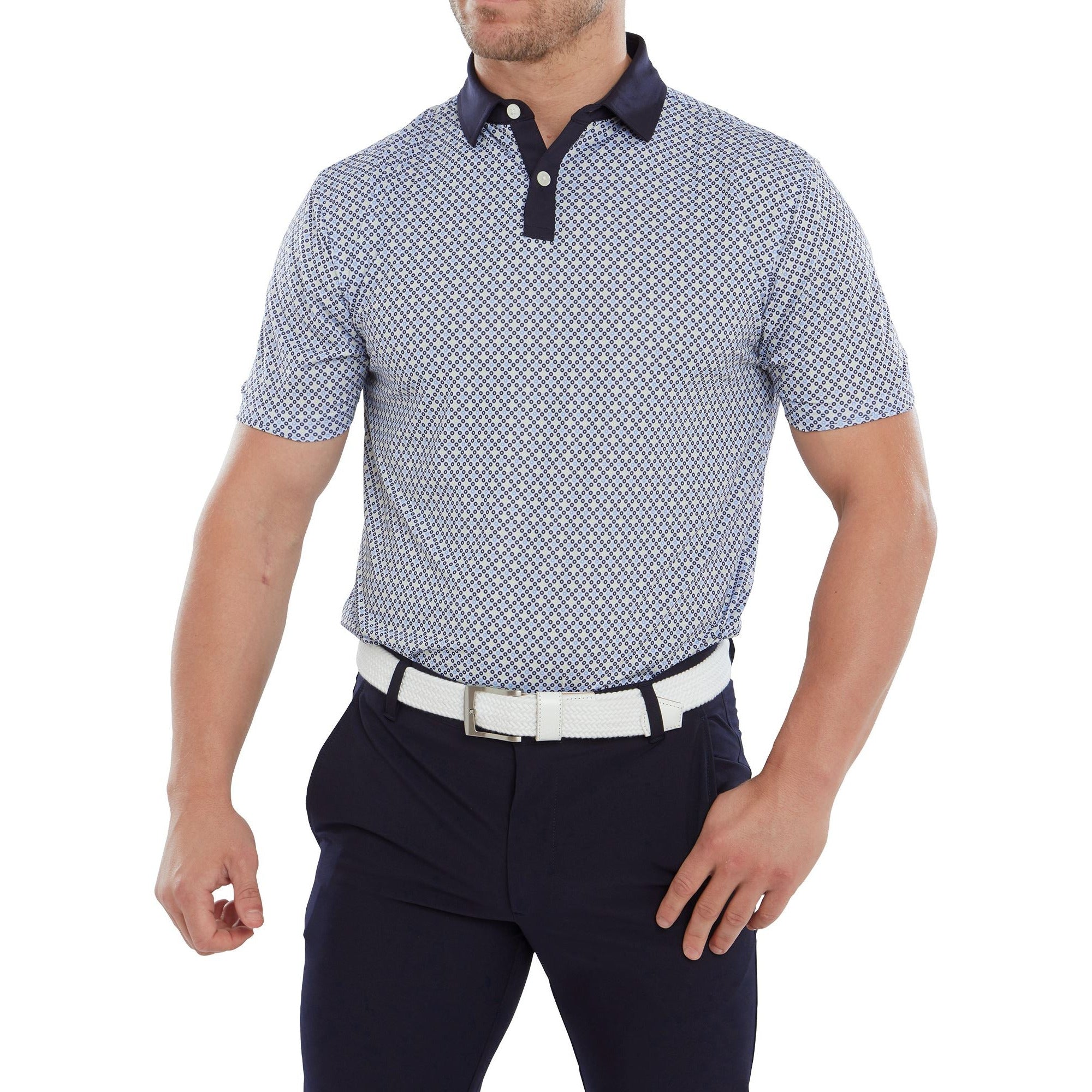 Footjoy Polo Circle Print Navy True blue almond White