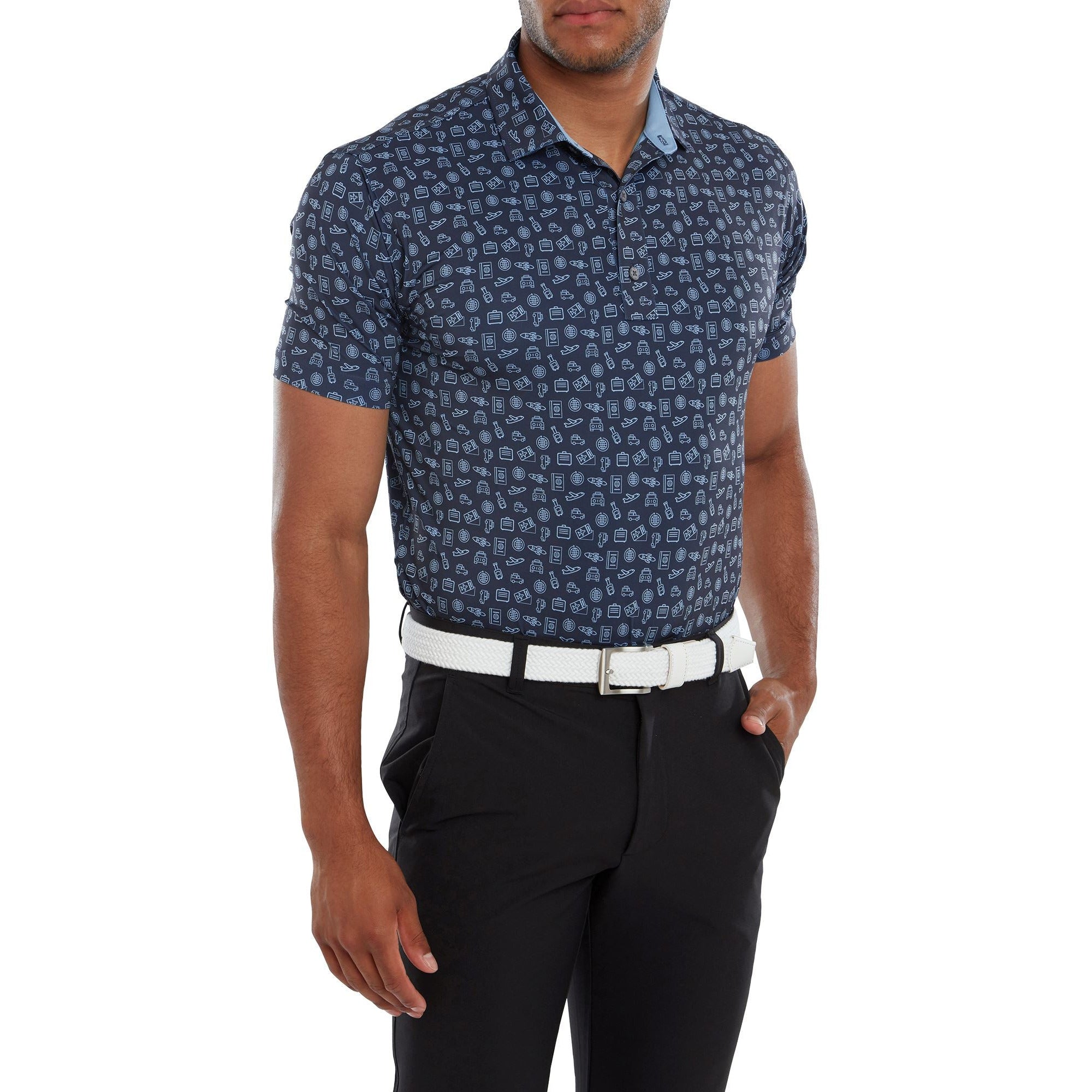 Footjoy Polo Travel Print Navy True Blue