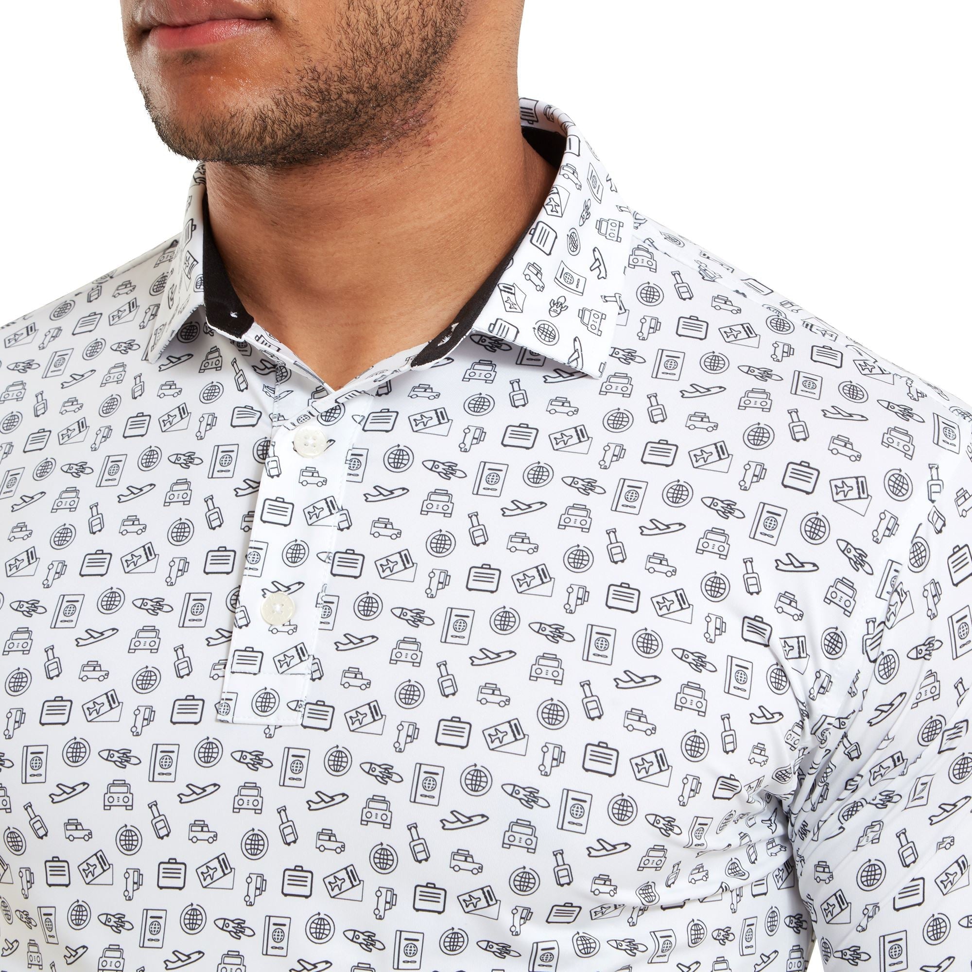 Footjoy Polo Travel Print White Black